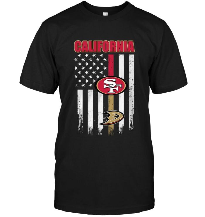 Nfl San Francisco 49ers California San Francisco 49ers Anaheim Ducks American Flag Shirt Long Sleeve Size Up To 5xl