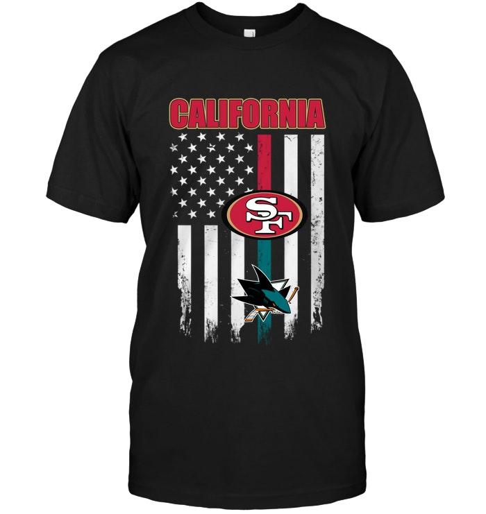 Nfl San Francisco 49ers California San Francisco 49ers San Jose Sharks American Flag Shirt Tank Top Size Up To 5xl