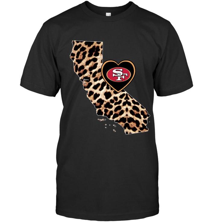 Nfl San Francisco 49ers Leopard State Map Love Shirt White Long Sleeve Plus Size Up To 5xl