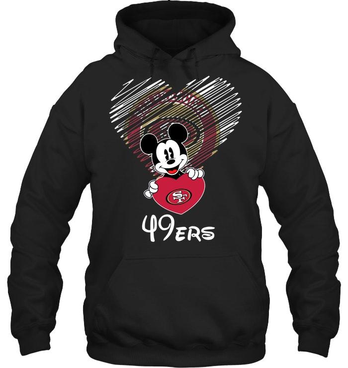 Nfl San Francisco 49ers Mickey Loves San Francisco 49ers Fan Hoodie White Shirt Plus Size Up To 5xl