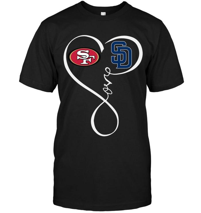 Nfl San Francisco 49ers San Diego Padres Love Heart Shirt Sweater Plus Size Up To 5xl