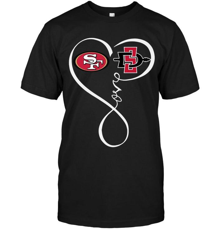 Nfl San Francisco 49ers San Diego State Aztecs Love Heart Shirt Sweater Plus Size Up To 5xl