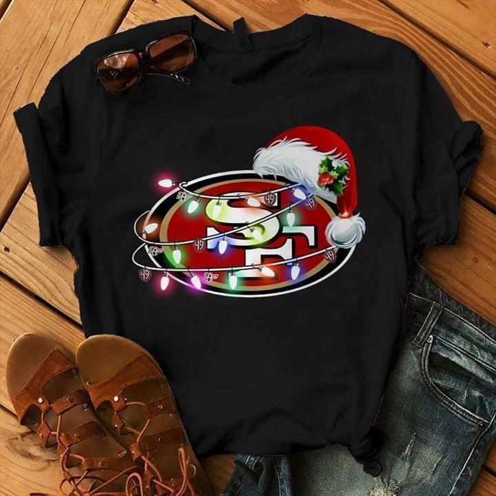 Nfl San Francisco 49ers Santa Hat Christmas T Shirt Black Tank Top Size Up To 5xl