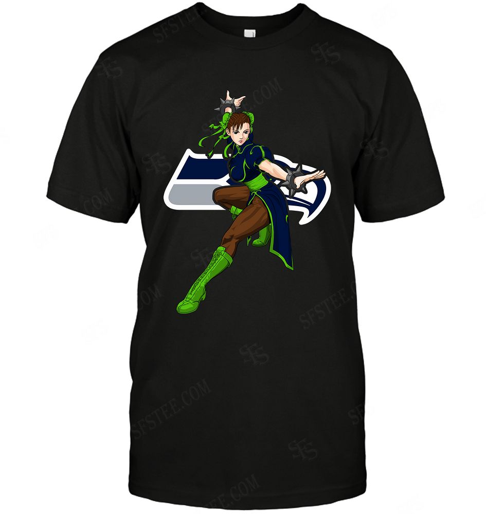 Nfl Seattle Seahawks Chun Li Nintendo Street Fighter Long Sleeve Size Up To 5xl