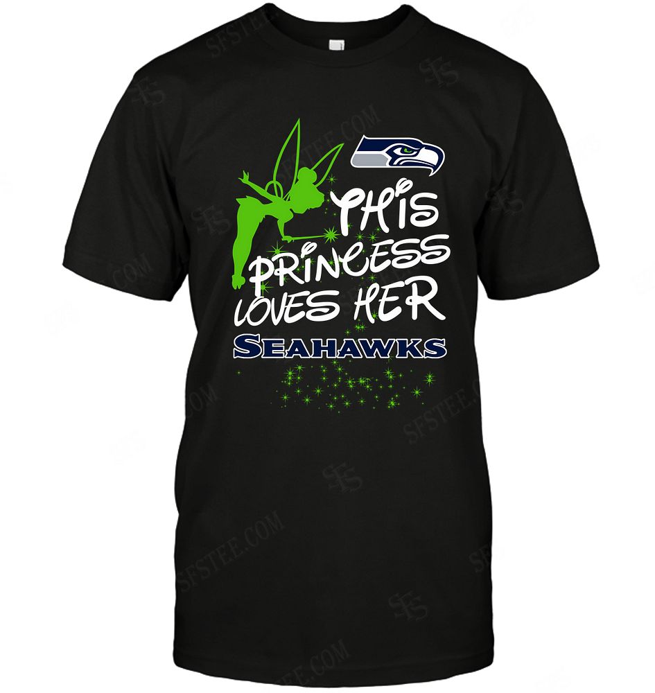 Nfl Seattle Seahawks Fairy Disney This Princess Loves Her Team Long Sleeve Plus Size Up To 5xl