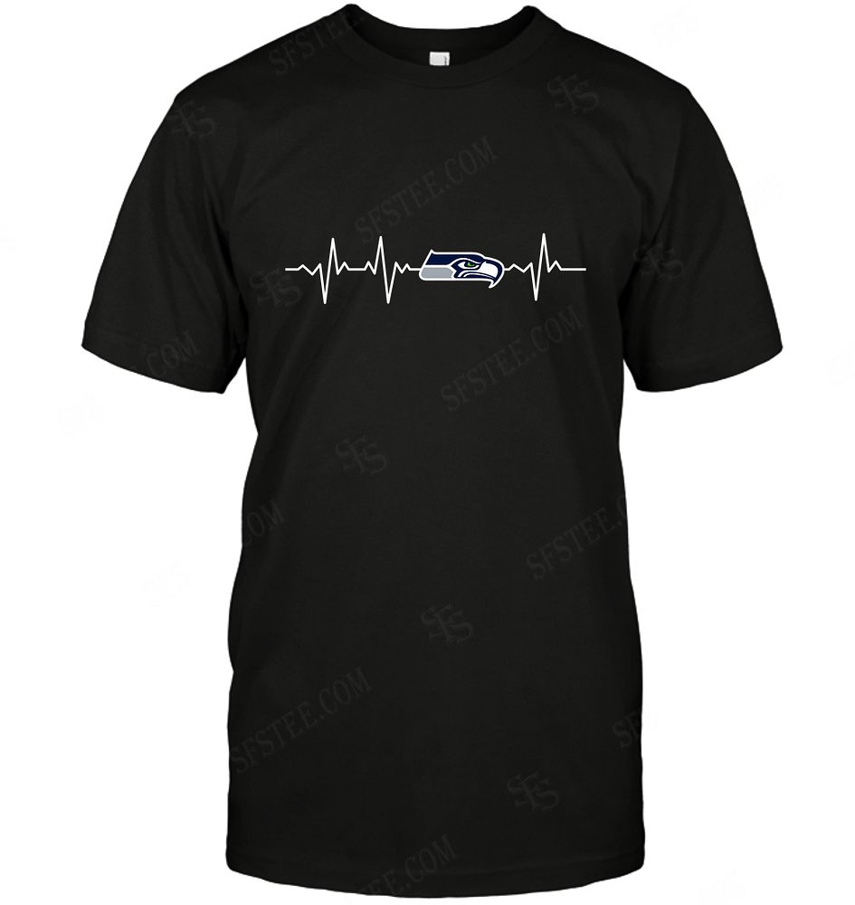 Nfl Seattle Seahawks Heartbeat With Logo Long Sleeve Size Up To 5xl