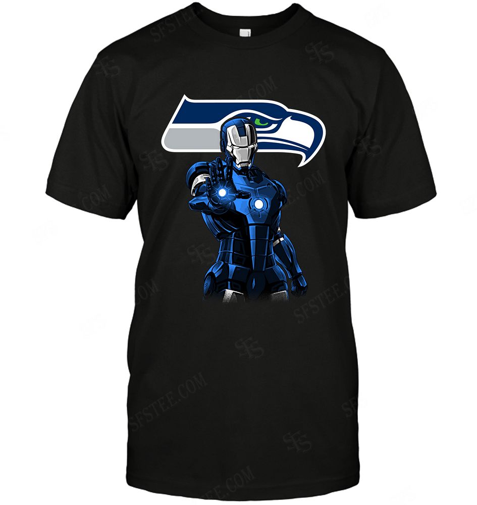 Nfl Seattle Seahawks Ironman Dc Marvel Jersey Superhero Avenger Tshirt Size Up To 5xl