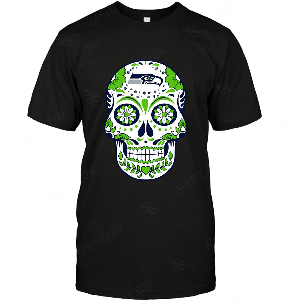 Nfl Seattle Seahawks Skull Rock With Flower Hoodie Size Up To 5xl