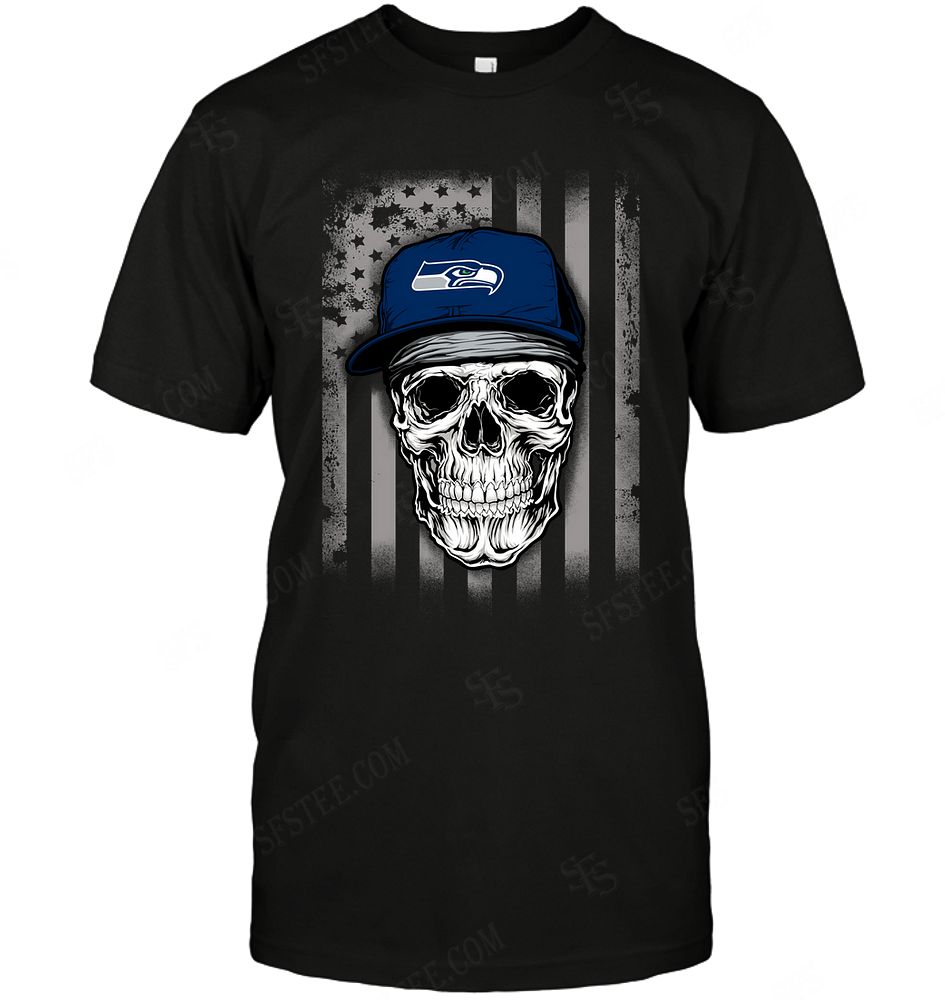 Nfl Seattle Seahawks Skull Rock With Hat Hoodie Size Up To 5xl