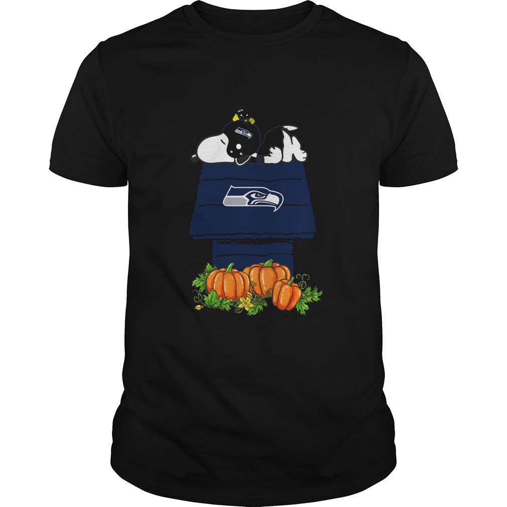 Nfl Seattle Seahawks Snoopy Pumpkin House Nfl Tshirt Plus Size Up To 5xl