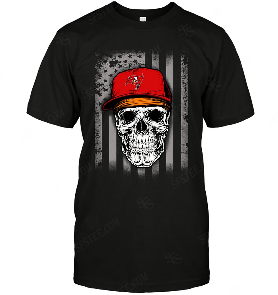 Nfl Tampa Bay Buccaneers Skull Rock With Hat Tshirt Size Up To 5xl