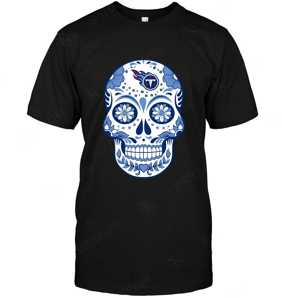 Nfl Tennessee Titans Skull Rock With Flower Shirt Plus Size Up To 5xl