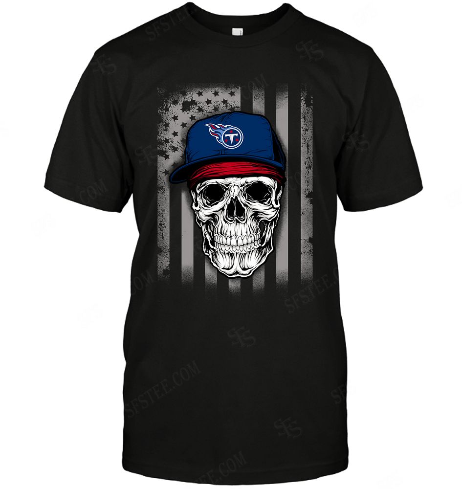 Nfl Tennessee Titans Skull Rock With Hat Shirt Plus Size Up To 5xl