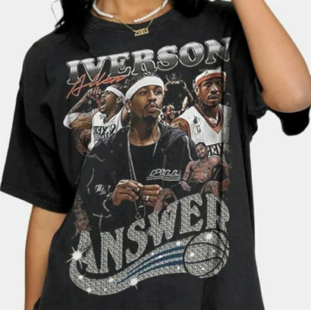 Allen Iverson Vintage T Shirt Allen Iverson The Answer Philadelphia 76ers Shirt Philadelphia 76ers Shirt Nba Graphic Unisex Tee