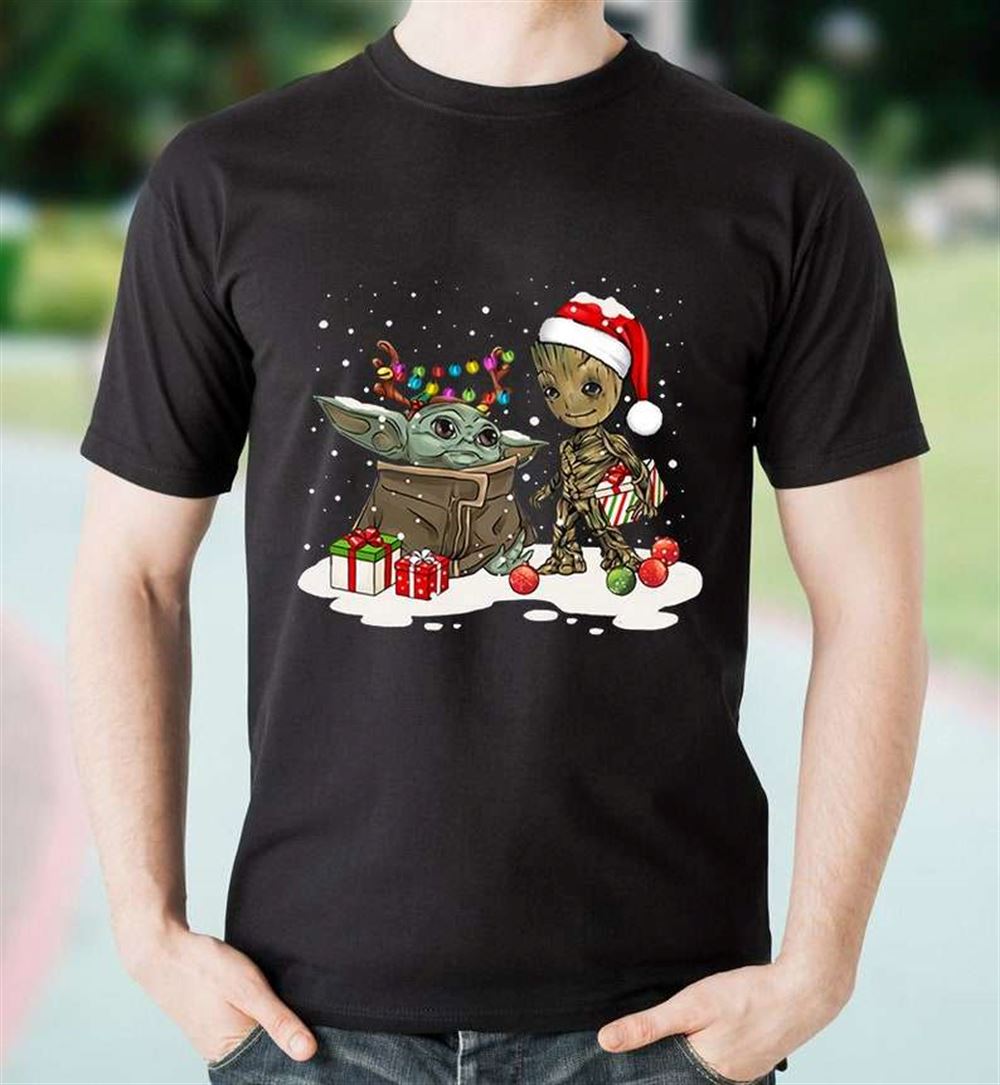 Baby Yoda And Groot Xmas T-shirt