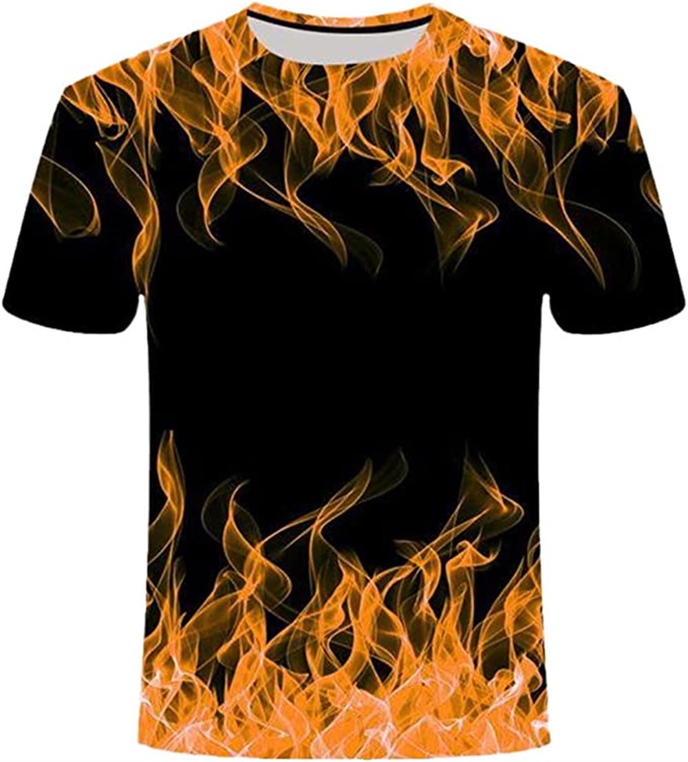 Blue Flame 3d T-shirt Mens Ladies Black T-shirt Casual Top Anime Street Short-sleeved T-shirt