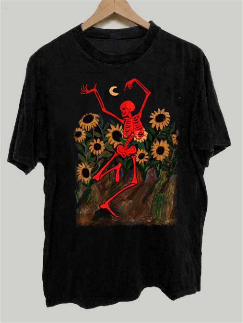 Dacing Skeleton In Sunflowers Unisex T Shirt