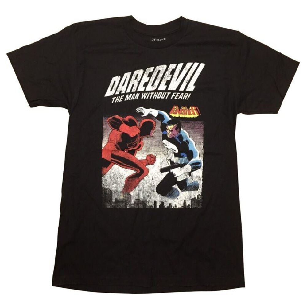 Daredevil Vs Punisher Marvel Comics Premium Licensed Adult Men Black Summer Tee Mens Cute Soft Teesummer