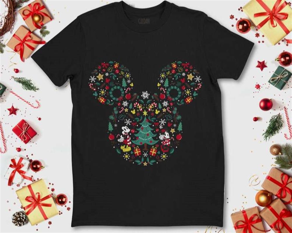 Disney Mickey Mouse Head Mashup Christmas Unisex Gift T-shirt