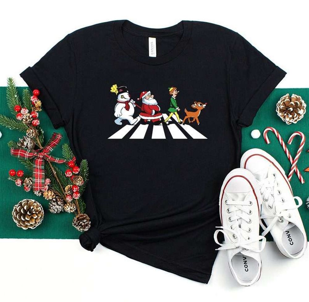 Elf Santa And Snowman Road Christmas T Shirt