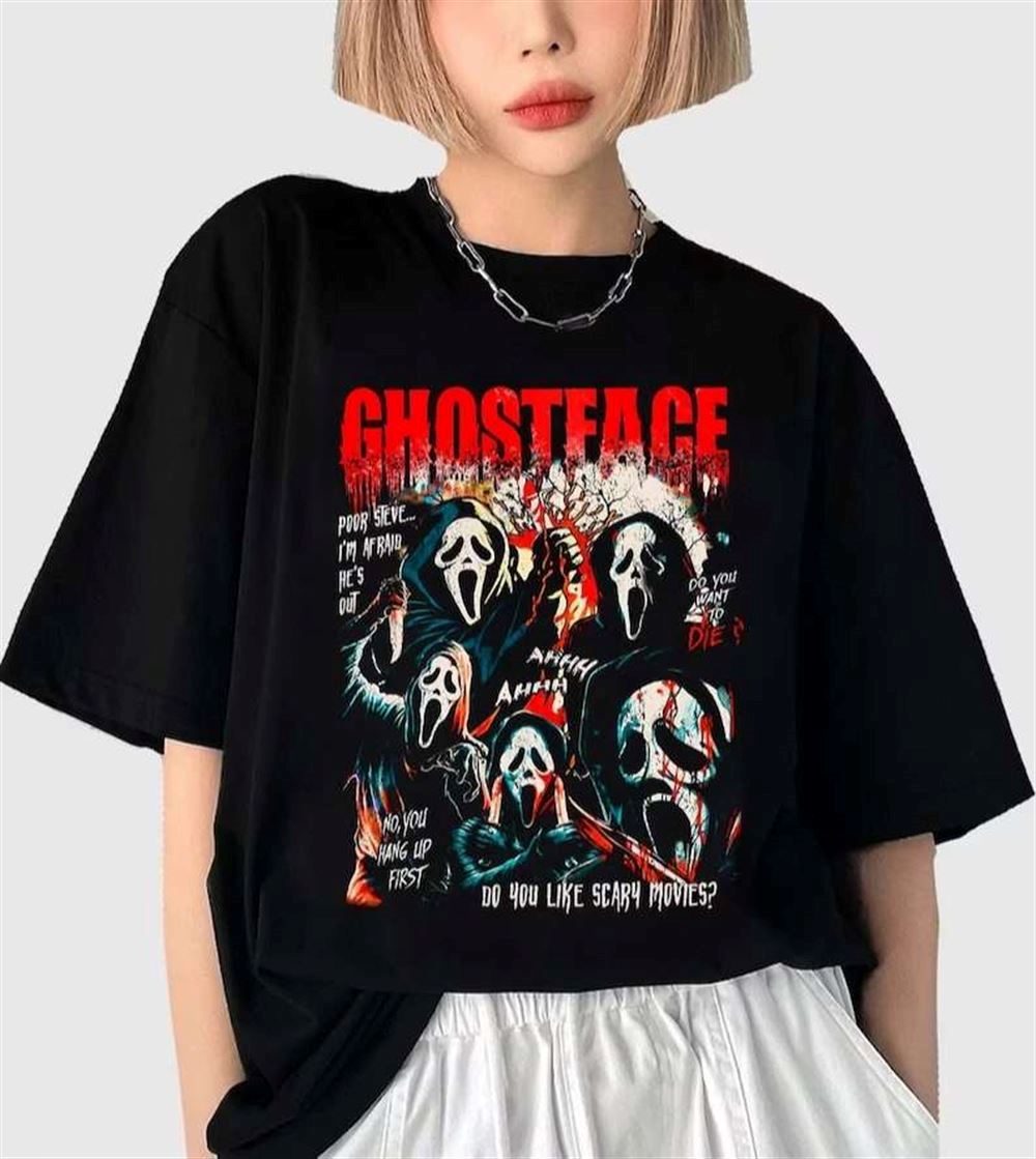 Ghostface Halloween T-shirt Scream Lets Watch Scary Movie