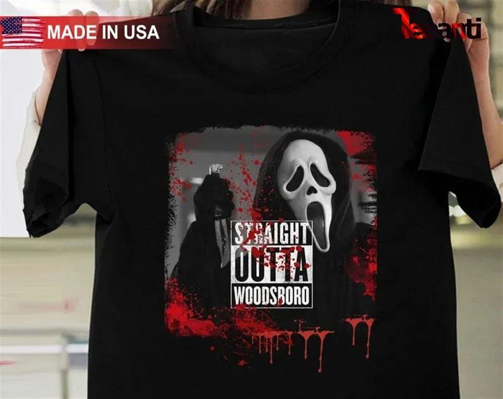 Ghostface Straight Outta Woodsboro Scream Movie Halloween T-shirt