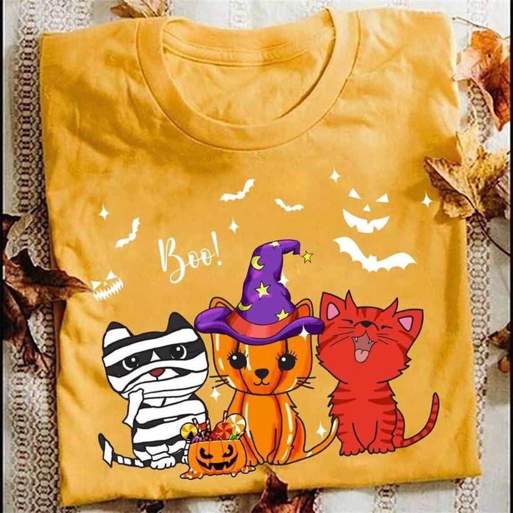 Halloween Cat Shirt Boo Mummy Cat Pumpkin