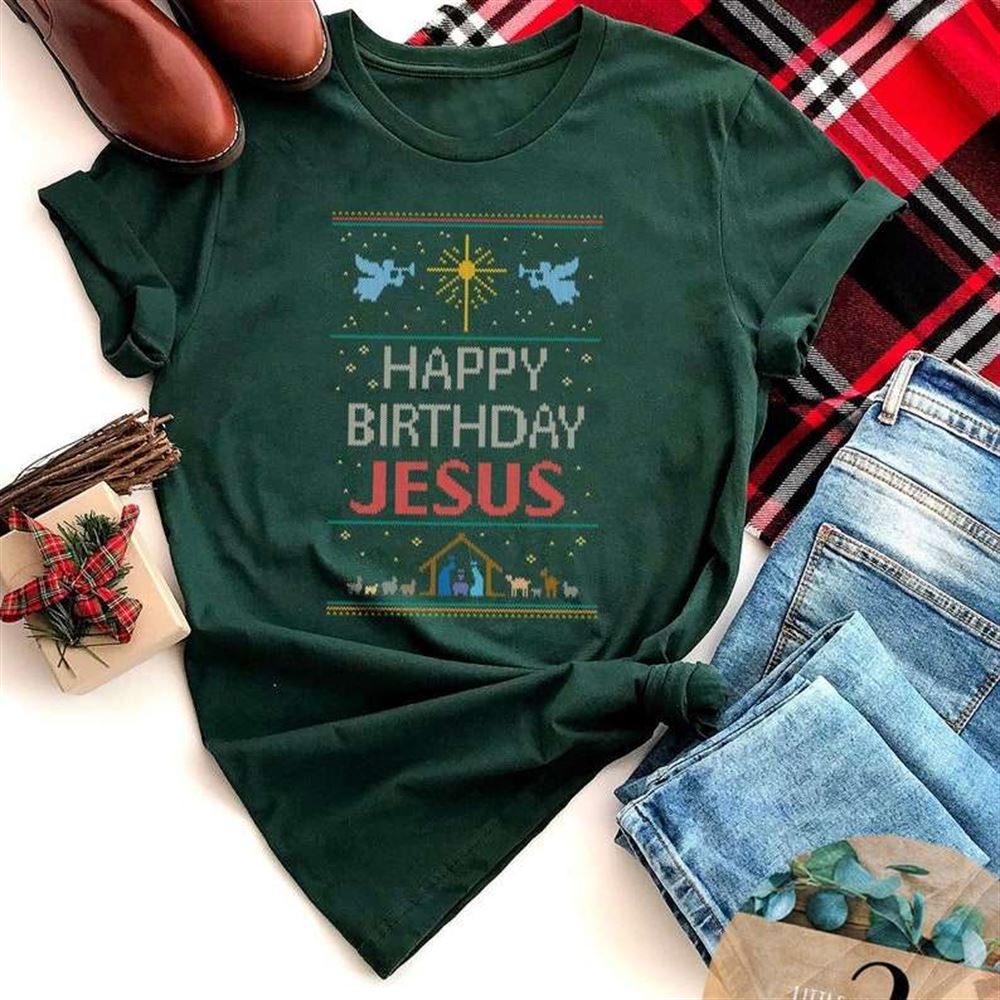 Hapy Birthday Jesus Ugly Christmas Shirt