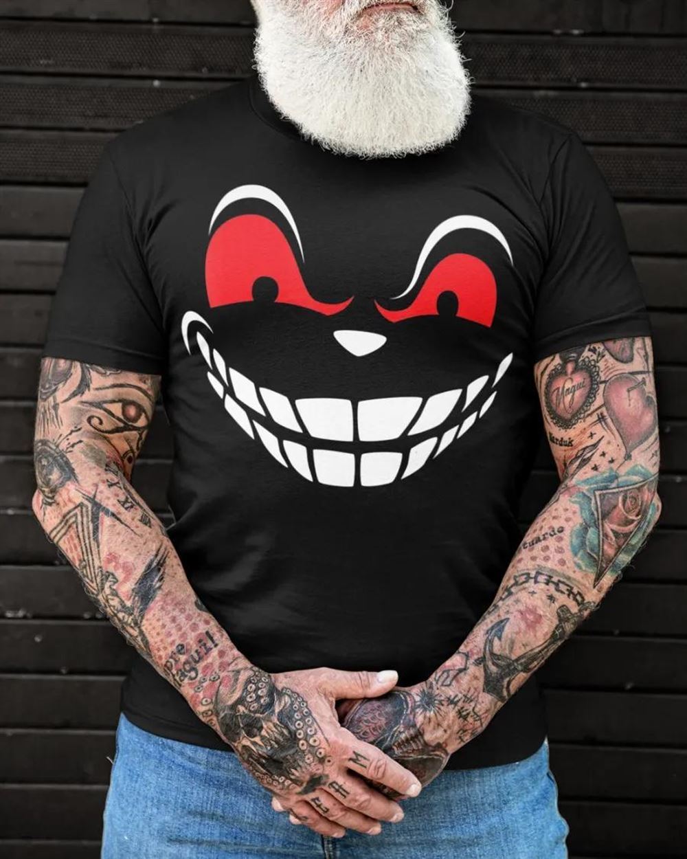 Horror Halloween Evil Grin Smile Costume Party T-shirt