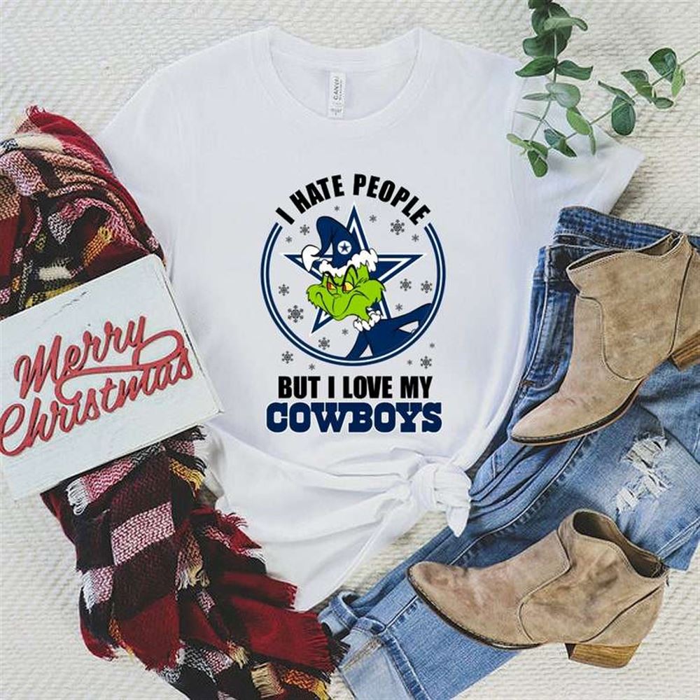 I Hate People But I Love Cowboy Dallas Grinch Fooball Merry Christmas T-shirt