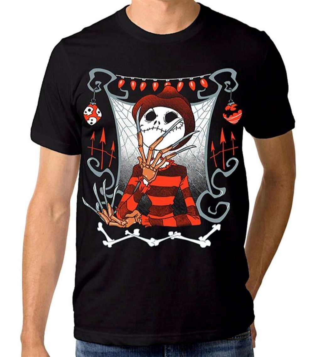 Jack Skellington Freddy Krueger T Shirt Nightmare Before Christmas