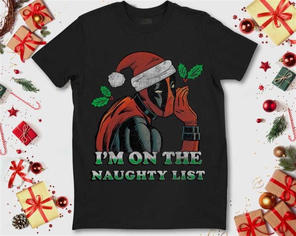 Marvel Deadpool Santa Secret Naughty List Christmas Xmas T-shirt