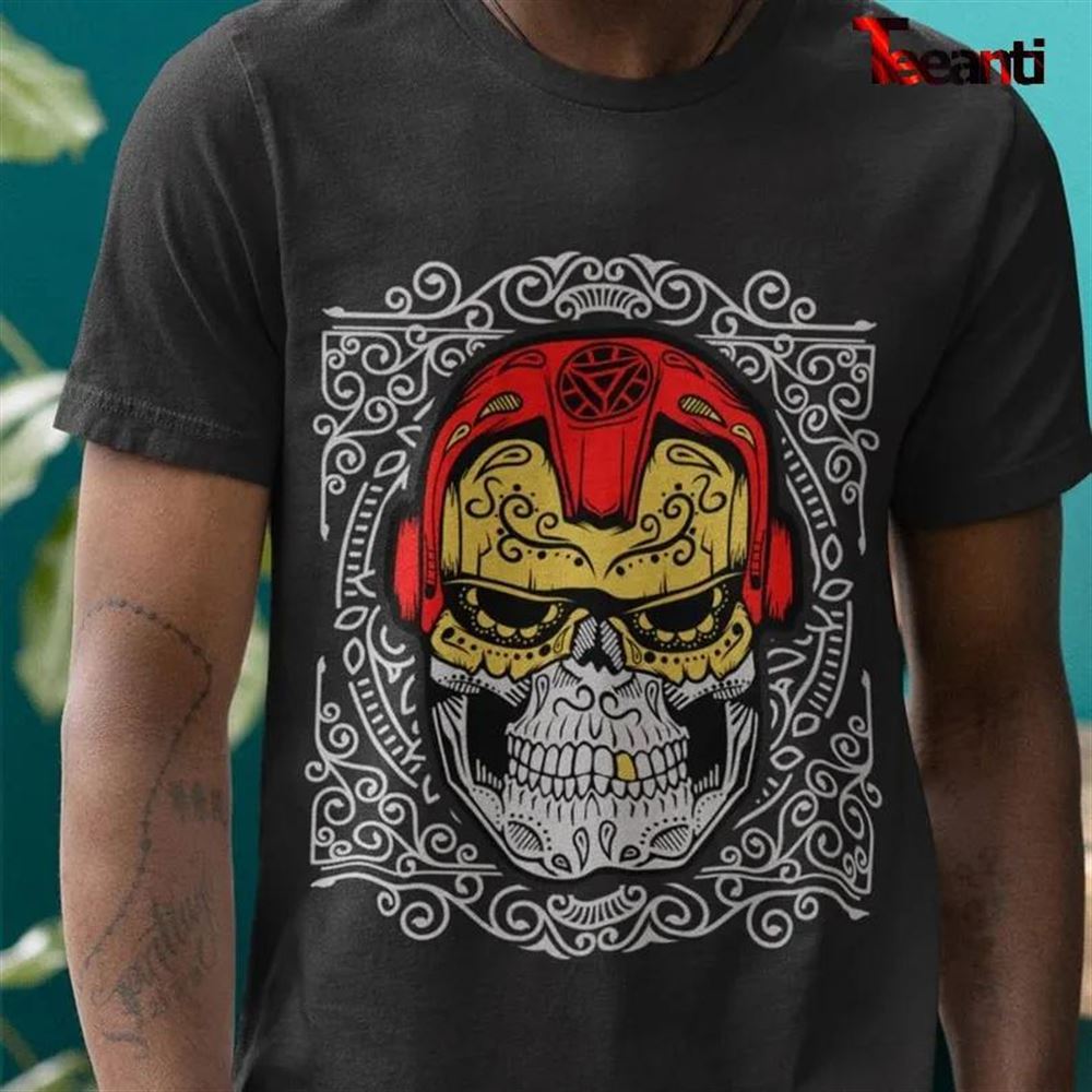 Marvel Ironman Halloween Sugar Skull Dia De Los Muertos T-shirt