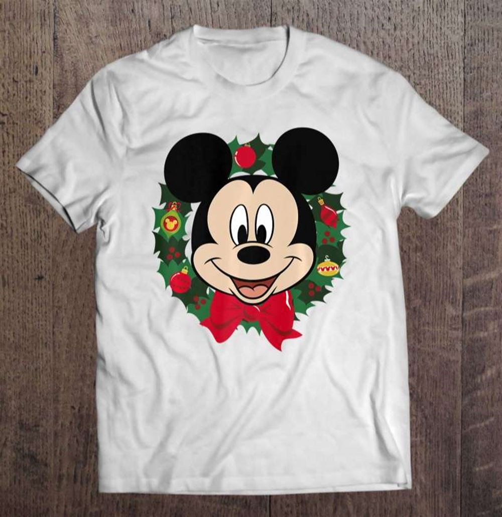 Mickey Mouse Christmas Wreath Portrait T-shirt