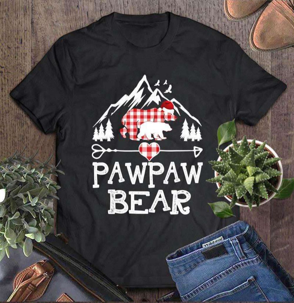 Pawpaw Bear Christmas Pajama Red Plaid Buffalo Family Gift T-shirt