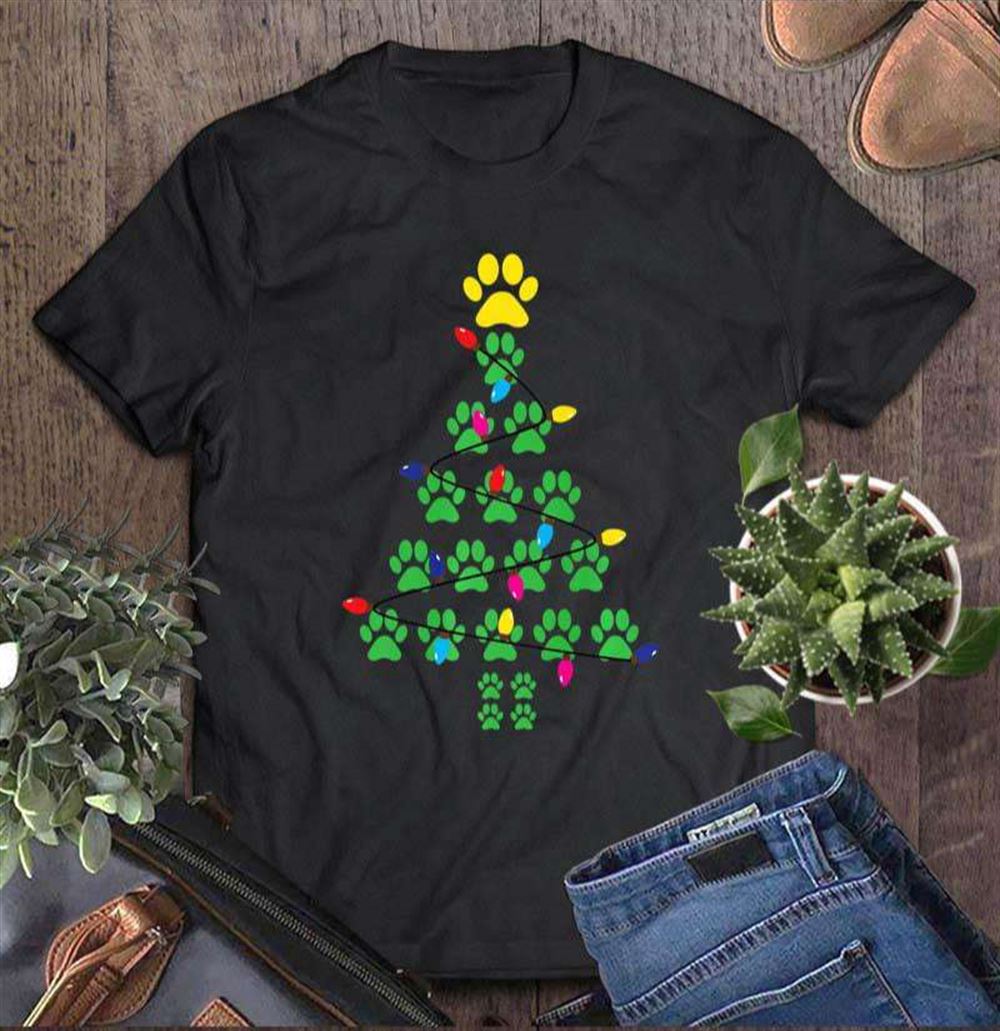 Paws Print Christmas Tree Dog Cat Premium T-shirt