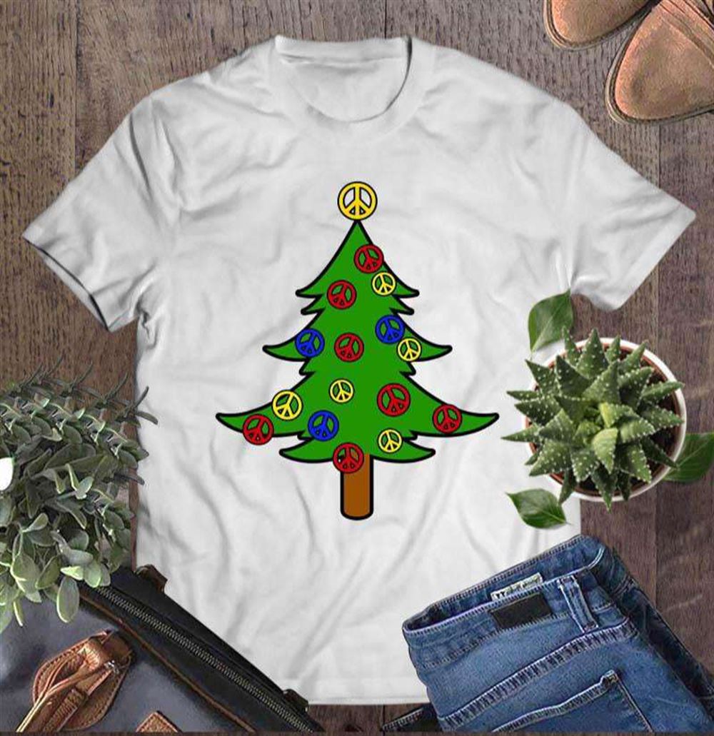 Peace Sign Christmas Tree Hippies Xmas T-shirt