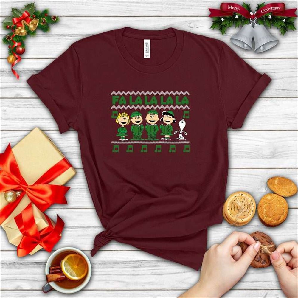 Peanuts Caroling Falala Christmas Pattern Gifts Unisex T-shirt