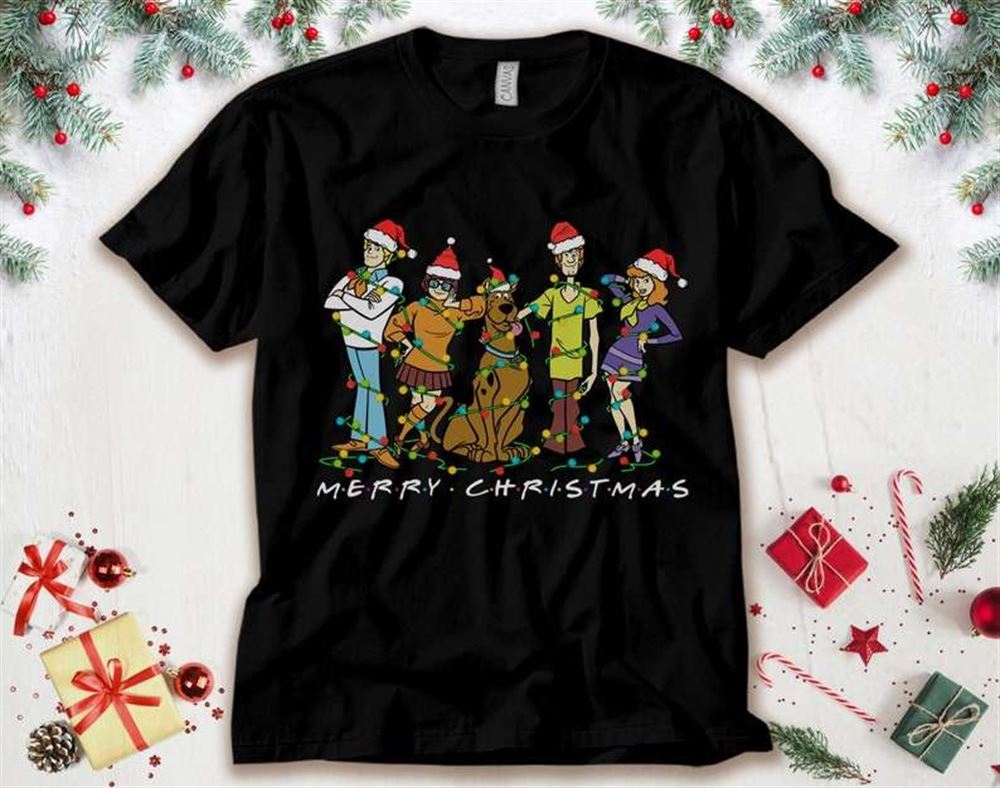 Scooby Doo Friends Lights Santa Hat Merry Christmas T Shirt