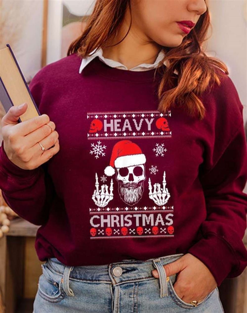 Skull Beard Santa Christmas Hat Shirt