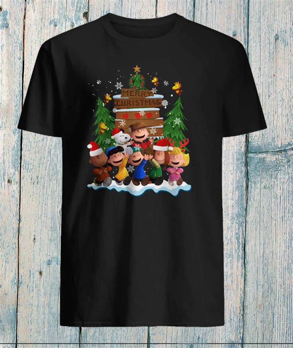 Snoopy Charlie Brown Merry Christmas Shirt Short Sleeve Cotton Jersey T Shirt