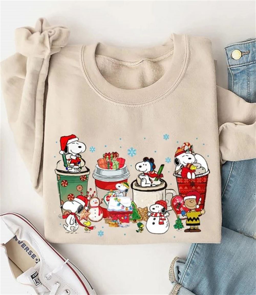 Snoopy Christmas Sweatshirt Snoopy Dog Christmas Coffee Shirt Christmas Latte Shirt Peanuts Merry Christmas Shirt Vintage Christmas Tee