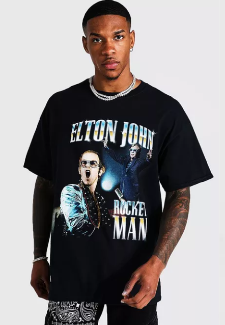 T-shirt Oversize À Imprimé Elton John T Shirt Homme