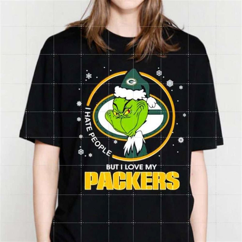 The Grinch I Hate People But I Love My Green Bay Packers Christmas T-shirt