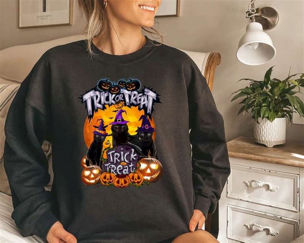 Trick Or Treat Black Cat Halloween T-shirt