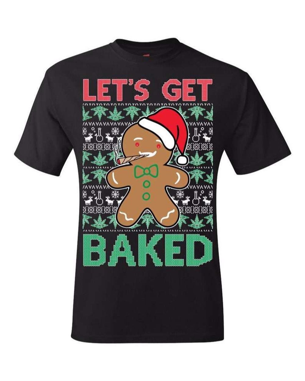 Ugly Christmas T Shirt Gingerbread Man Lets Get Baked