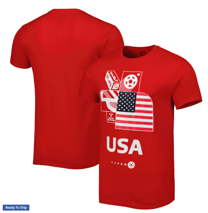 Usmnt Fifa World Cup Qatar 2022 Play Action T-shirt - Red Round Neck T-shirt Unisex