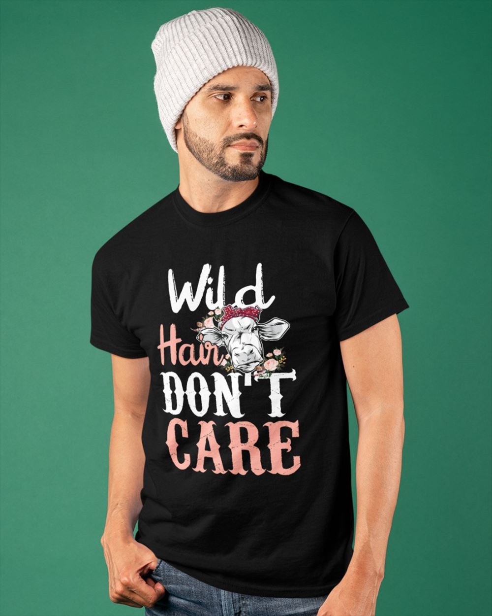 Wild Hair Dont Care - Funny Cow Classic T-shirt Christmas Holiday Short Sleeve Print Clothing Outfits