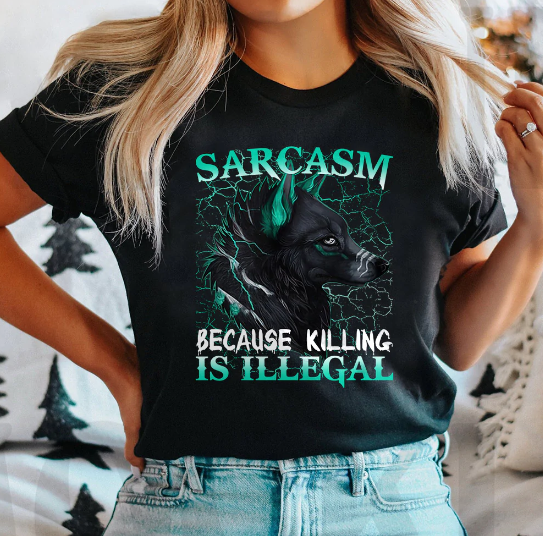 Wolf Sarcasm Dark Classic T Shirt Short Sleeve Classic Tee For Man Wolf Lovers Shirt