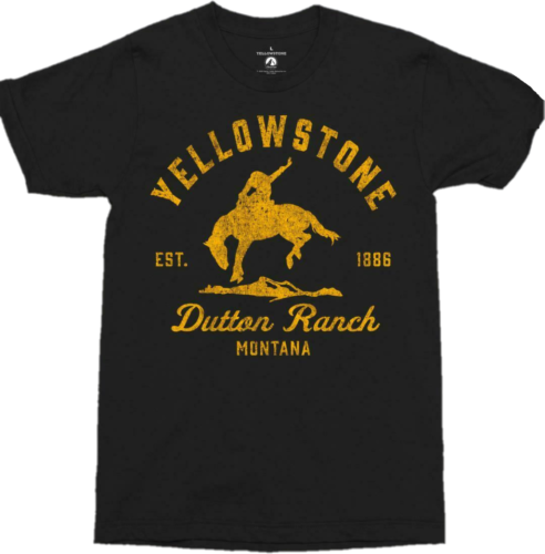 Yellowstone Bucking Bronco Horse Dutton Ranch Montana Tv Show Black T Shirt